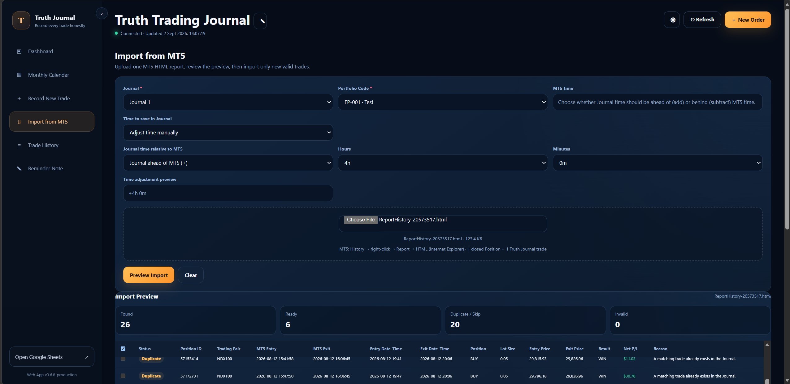 Import MT5 history and reduce manual entry